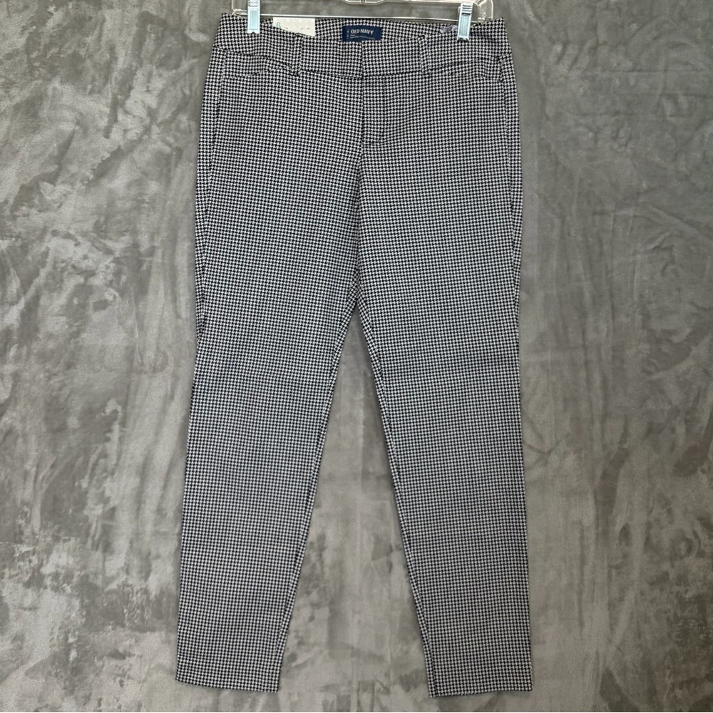 Old Navy Women’s‎ Pixie Pants 6 Houndstooth Print Black Mid-Rise Stretch Preppy